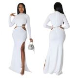 Boutique fashion side split bodycon dress ladies sexy elegance hollow out evening dress