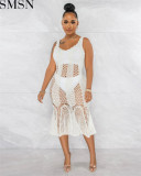 Fashion women dress Amazon Ins Style Sexy Cutout Strap Blouse Hand Crochet Knitted Dress