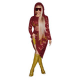 Women's casual sexy hollow-out breathable hooded dress slim knit dress