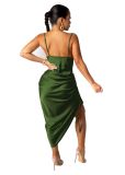 Plus Size Dress 2022 Amazon European and American Summer Solid Color Sexy Dress