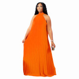 Casual Dress large size fashion pleated loose temperament sleeveless dress for women