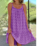 Double Sided Floral Print Loose Suspended Dress