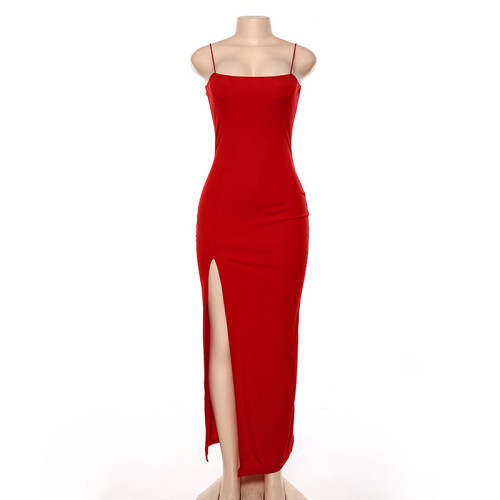 Slim Fit Open Back Sexy Split Dress For Women