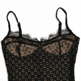 Sexy Strap Tight Long Dress Split Dotted Dress