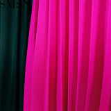 Plus Size Dress Puff Sleeve Lace Party Wear Belt Plus Size Autumn Women Pleated Dress