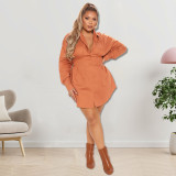 Plus Size Dress wholesale solid color autumn long sleeve long shirt dress