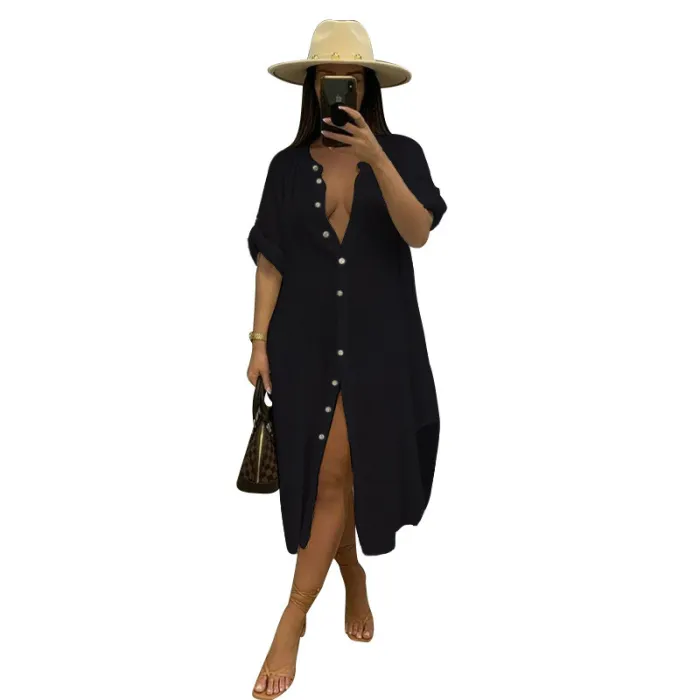 Summer Hoodie Sexy Bamboo Knot Lining Casual Beach Dress