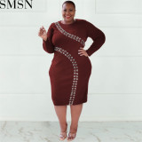 Plus Size Dress autumn and winter New hollow out strap fashion sexy tight plus size women dress