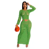 Handmade Knitted Casual Hollow Out Sequin Beach Dress
