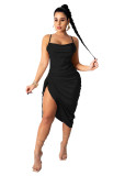 Plus Size Dress 2022 Amazon European and American Summer Solid Color Sexy Dress