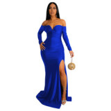 Hot sale women sexy plain elegant club evening dresses floor length prom dresses 2022
