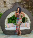 New Sleeveless Colorful Printed Split Dress