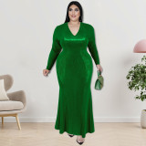 Plus Size Dress Wholesale Supply Long Sleeve Beaded Dress