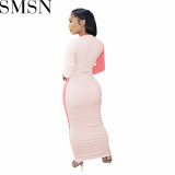 Plus Size Dress Amazon new autumn winter assorted colors thread hollow waist sexy long dress