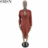 Fashion dress for women wholesale washed cotton solid color multicolor dress