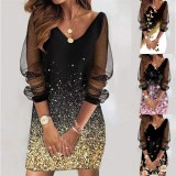 Sequin Perspective Mesh Women'S Dress