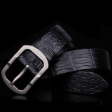 Women Men Belt 3.3 cm Adjustable Cowhide Leather Buckle Belt Unisex