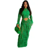Women'S Knitted Hollow Fringed Beach Dress