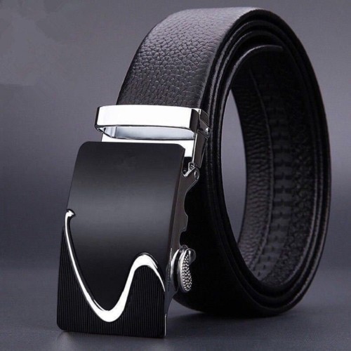 Women Men Belt 3.3 cm Adjustable Cowhide Leather Buckle Belt Unisex