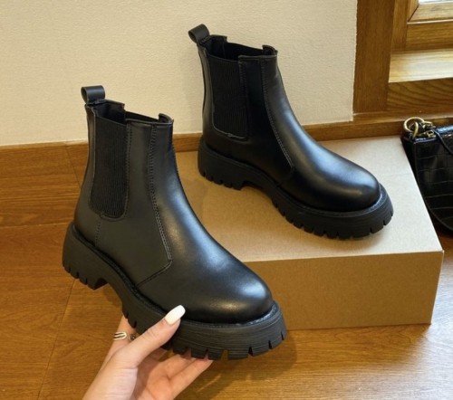 Women Boots Platform Chelsea Chunky Tread Sole Combat Martin Mid-calf Boots 35-40