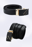 Women Men Belt 3.3cm Cowhide Leather Buckle Belt Unisex