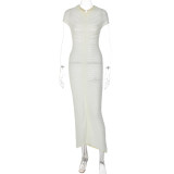 Sexy Sheer Long Cardigan Short Sleeve Button Slim Dress