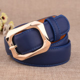 Women Men Belt 3.7 cm Cowhide Leather Buckle Belt Unisex Waistband Waist Strap