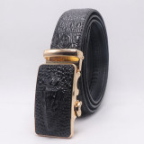 Women Men Belt 3.3 cm Adjustable Cowhide Leather Buckle Belt Unisex