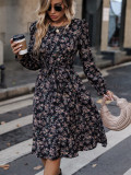 Autumn Women'S V-Neck Long Sleeved Floral Dress