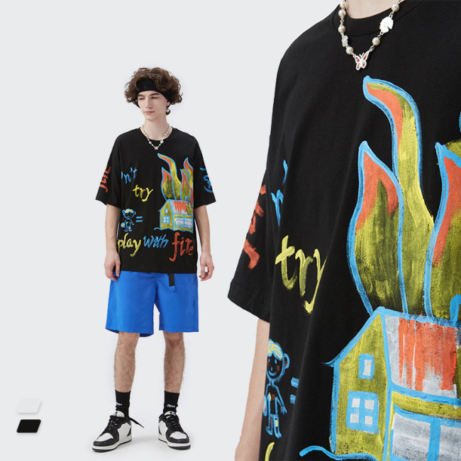 Summer Men Women Short Sleeve T-shirt Tee Pullover Tops Unisex Sweatshirt