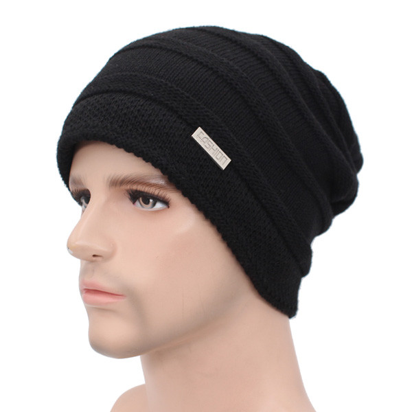 Men Women Beanie Hat Winter Wool Knitted Baggy Pull On Soft Caps