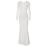 Lace Up Sexy Open Back Long Sleeve Slim Fit Dress