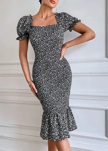 floral print wrap buttocks beach dress