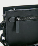 Men Messenger Shoulder Bag Leather Black Cloth Crossbody Sling Handbags Business Houlder Bag