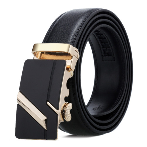 Women Men Belt 3.3cm Cowhide Leather Buckle Belt Unisex