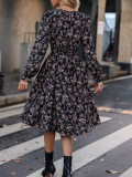 Autumn Women'S V-Neck Long Sleeved Floral Dress