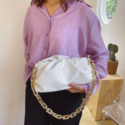 SWDF Day Clutch Thick Gold Chains dumpling Clip Purse Bag