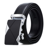 Women Men Belt 3.3cm Cowhide Leather Buckle Belt Unisex