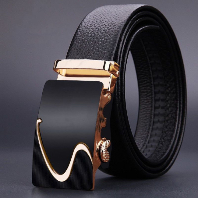 Women Men Belt 3.3 cm Adjustable Cowhide Leather Buckle Belt Unisex