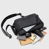 Men Messenger Shoulder Bag Leather Black Cloth Crossbody Sling Handbags Business Houlder Bag