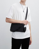 Men Messenger Shoulder Bag Leather Black Cloth Crossbody Sling Handbags Business Houlder Bag