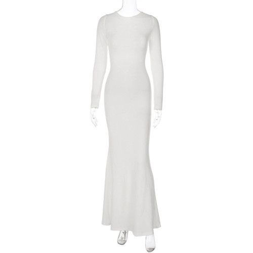 Lace Up Sexy Open Back Long Sleeve Slim Fit Dress