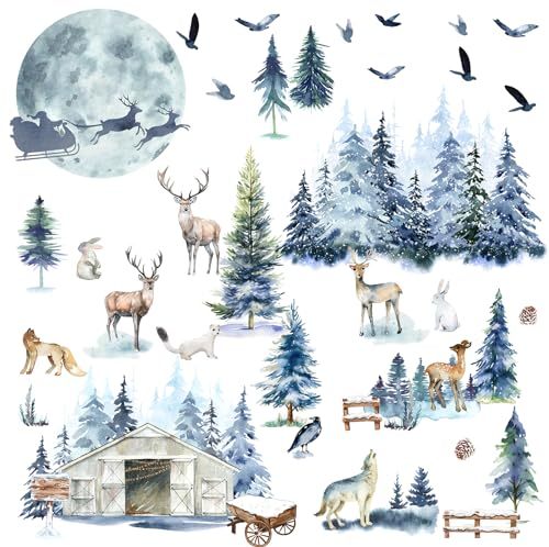 Christmas-Winter Tree Wall Stickers Forest Animal Wall