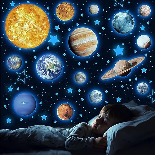 Solar System Wall Decals Glow in The Dark Stars 780 PCS, Glowing Planets Stickers for Ceiling, Nursery Wall Stickers for Bedroom, Kids Room Decorations (Blue)