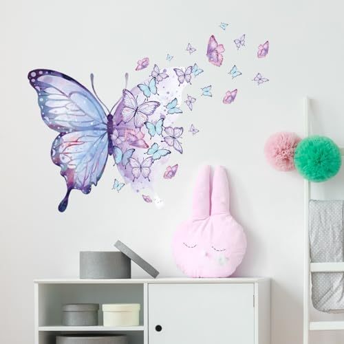 Purple Butterfly Wall Stickers for Living Room Bedroom Background Baby Nursery Girls Room Wall