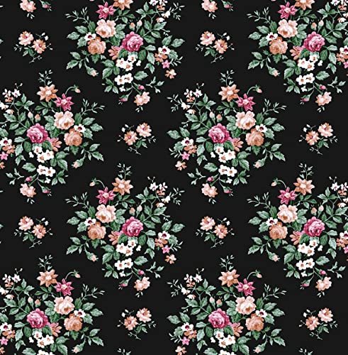 Floral Bunches Peel and Stick Wallpaper (Ebony)