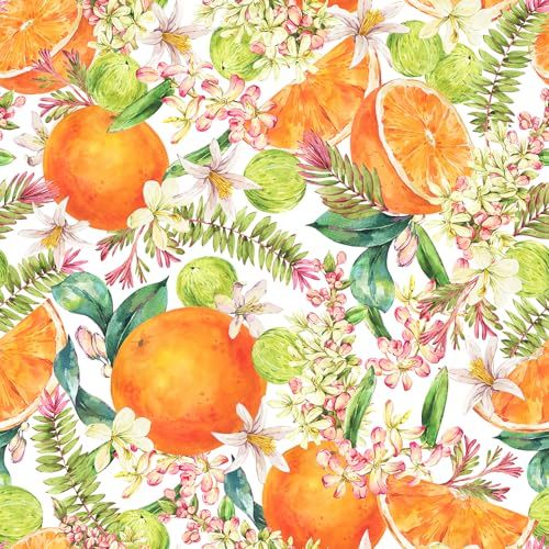 18 x236  Hawaii Quince Orange Cirtus Fruits Peel and Stick Self Adhesive Wallpaper