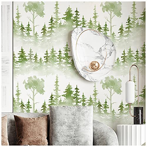 Peel and Stick Wallpaper Misty Forest Removable Wallpaper 17.7in x 118in