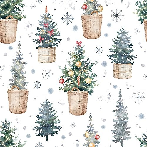 18 x236  Christmas Trees Pots Snow Peel and Stick Self Adhesive Wallpape