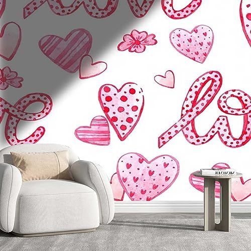 Red Backsplash Wallpaper Love Heart  (W) 31.5  X(H) 24